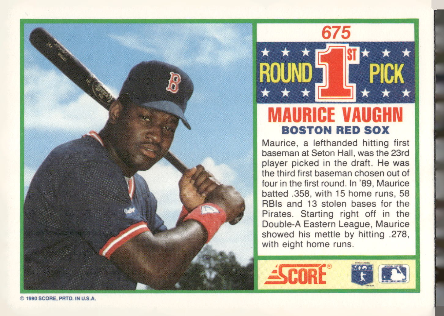 1990 Score #675 Maurice Vaughn