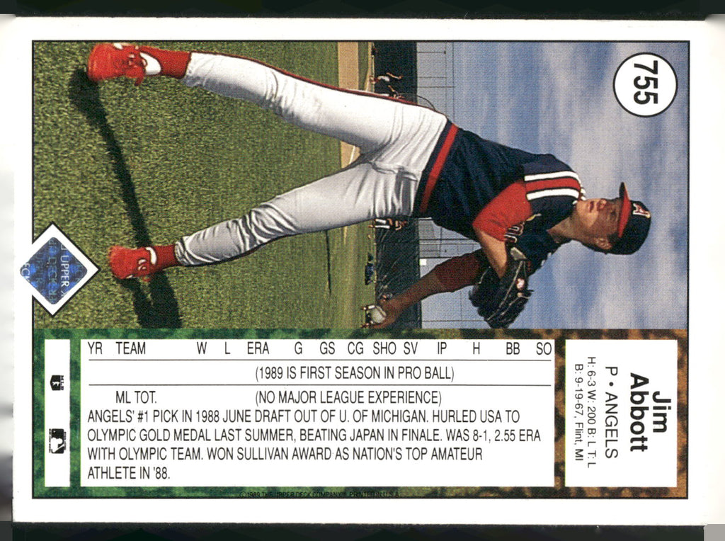 1989 Upper Deck #755 Jim Abbott