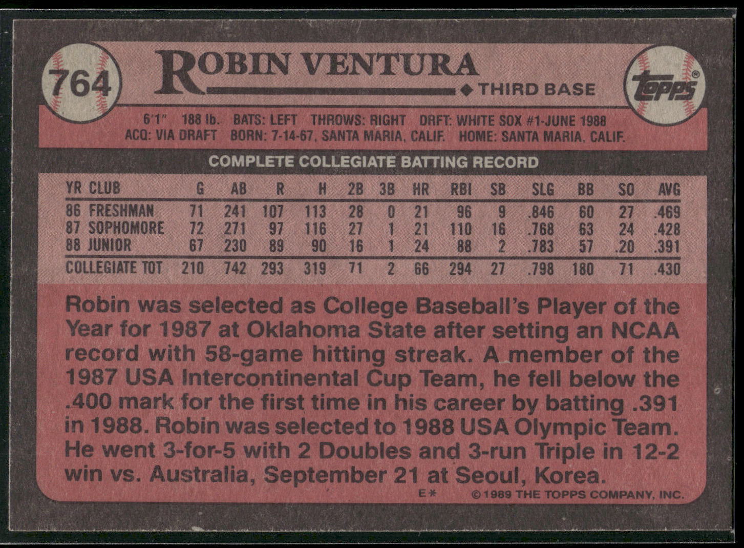 1989 Topps #764 Robin Ventura