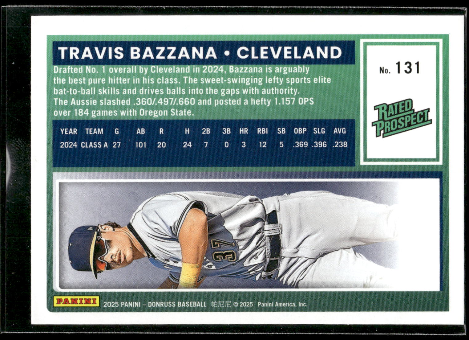 2025 Donruss #131 Travis Bazzana Optic Green Velocity #/149