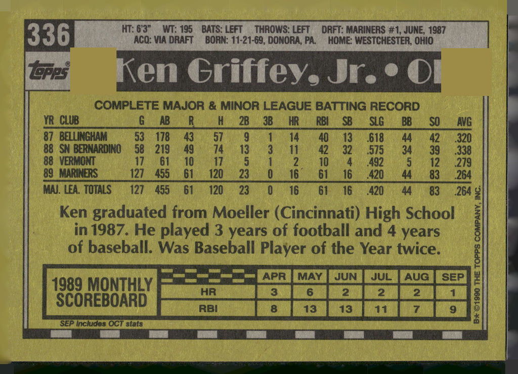 1990 Topps #336 Ken Griffey, Jr.