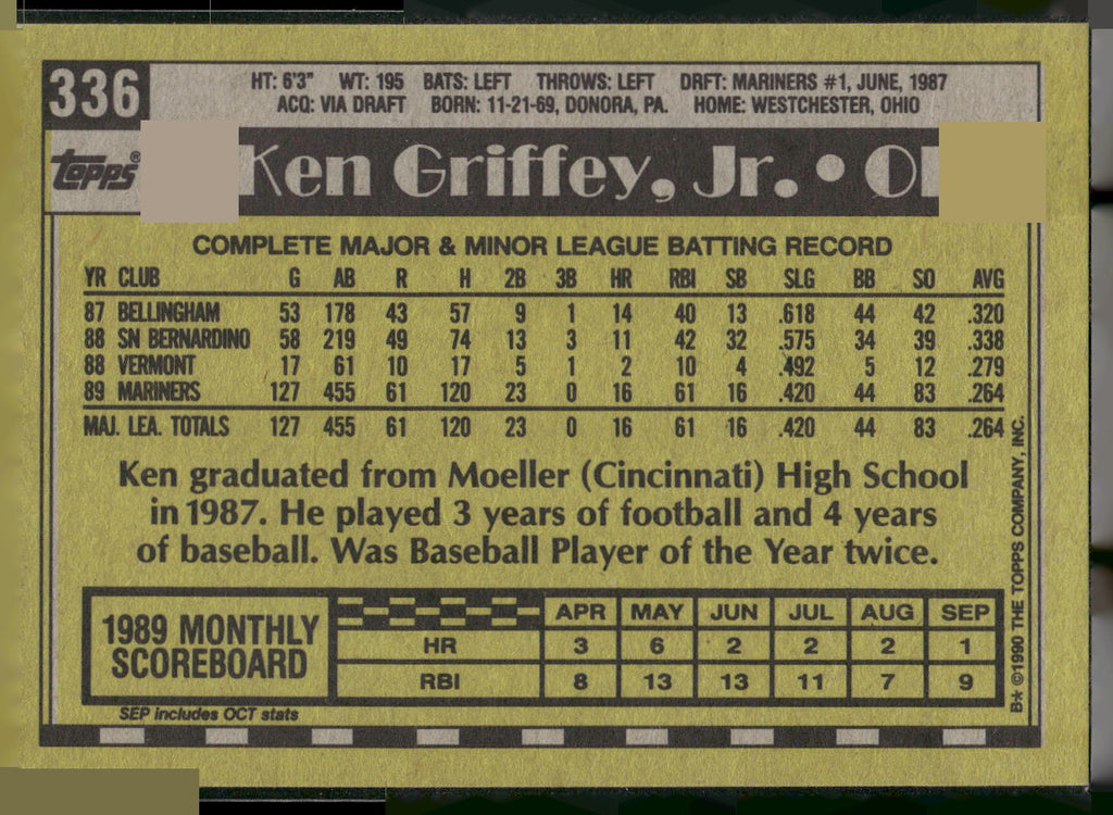1990 Topps #336 Ken Griffey, Jr.