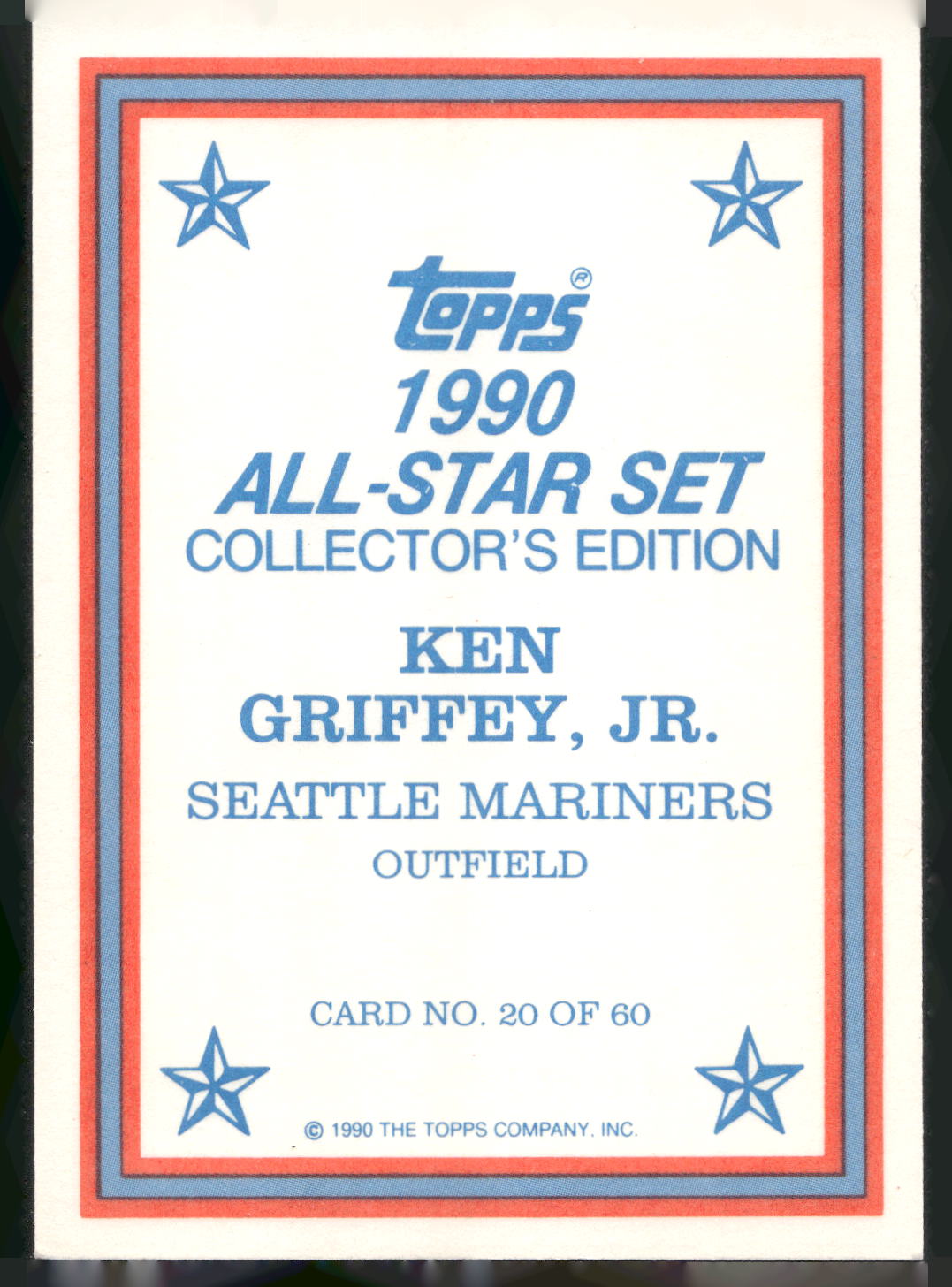 1990 Topps #20 Ken Griffey Jr. 1990 All-Star Set Collector's Edition