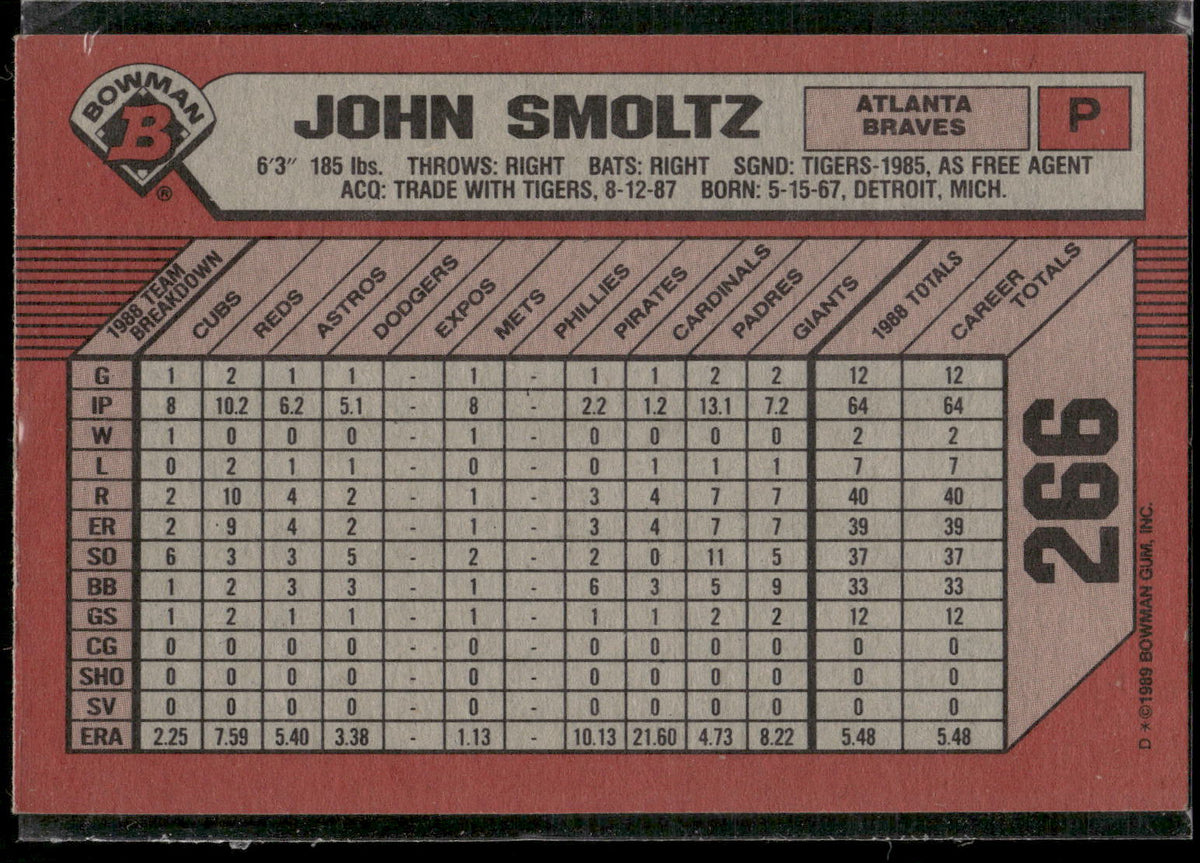 1989 Bowman #266 John Smoltz