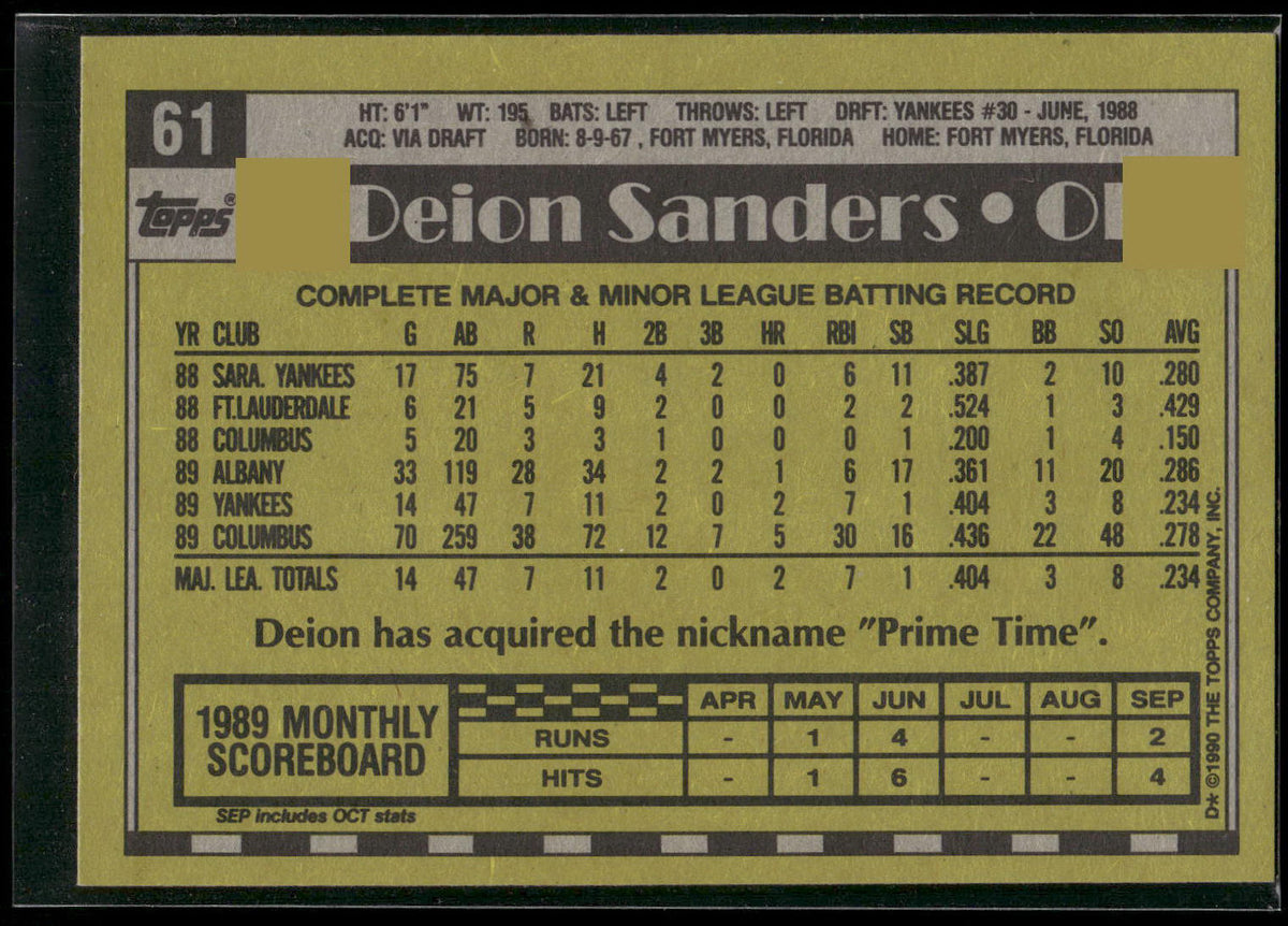 1990 Topps #61 Deion Sanders