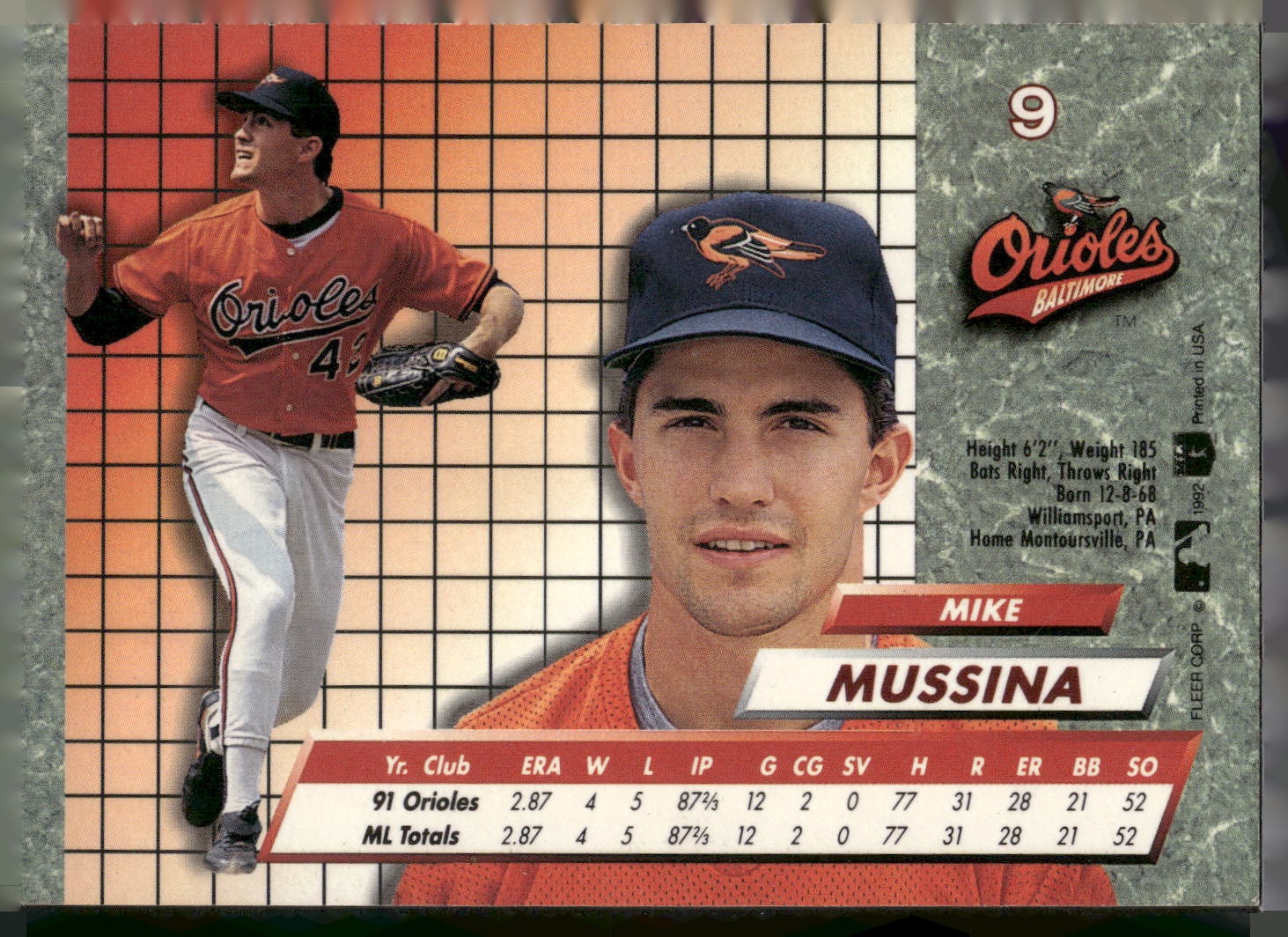 1992 Ultra #9 Mike Mussina