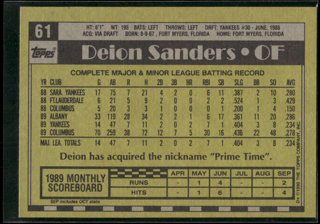 1990 Topps #61 Deion Sanders