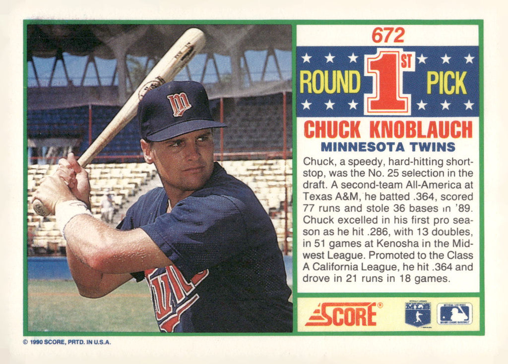 1990 Score #672 Chuck Knoblauch