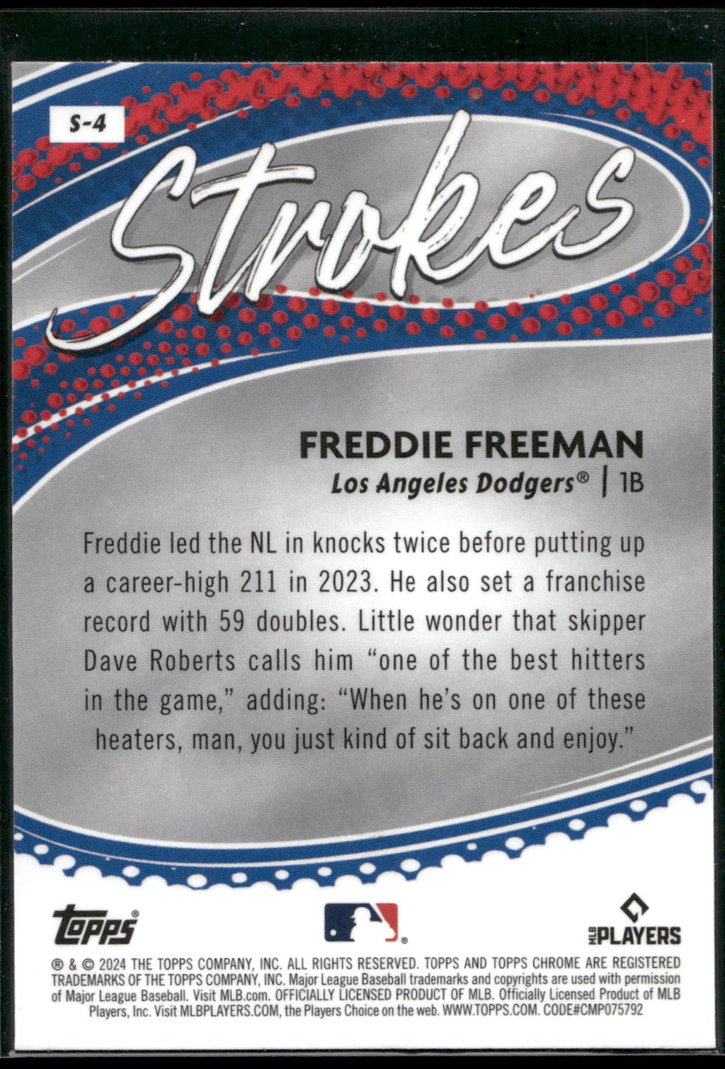 2024 Topps Chrome #S-4 Freddie Freeman Strokes