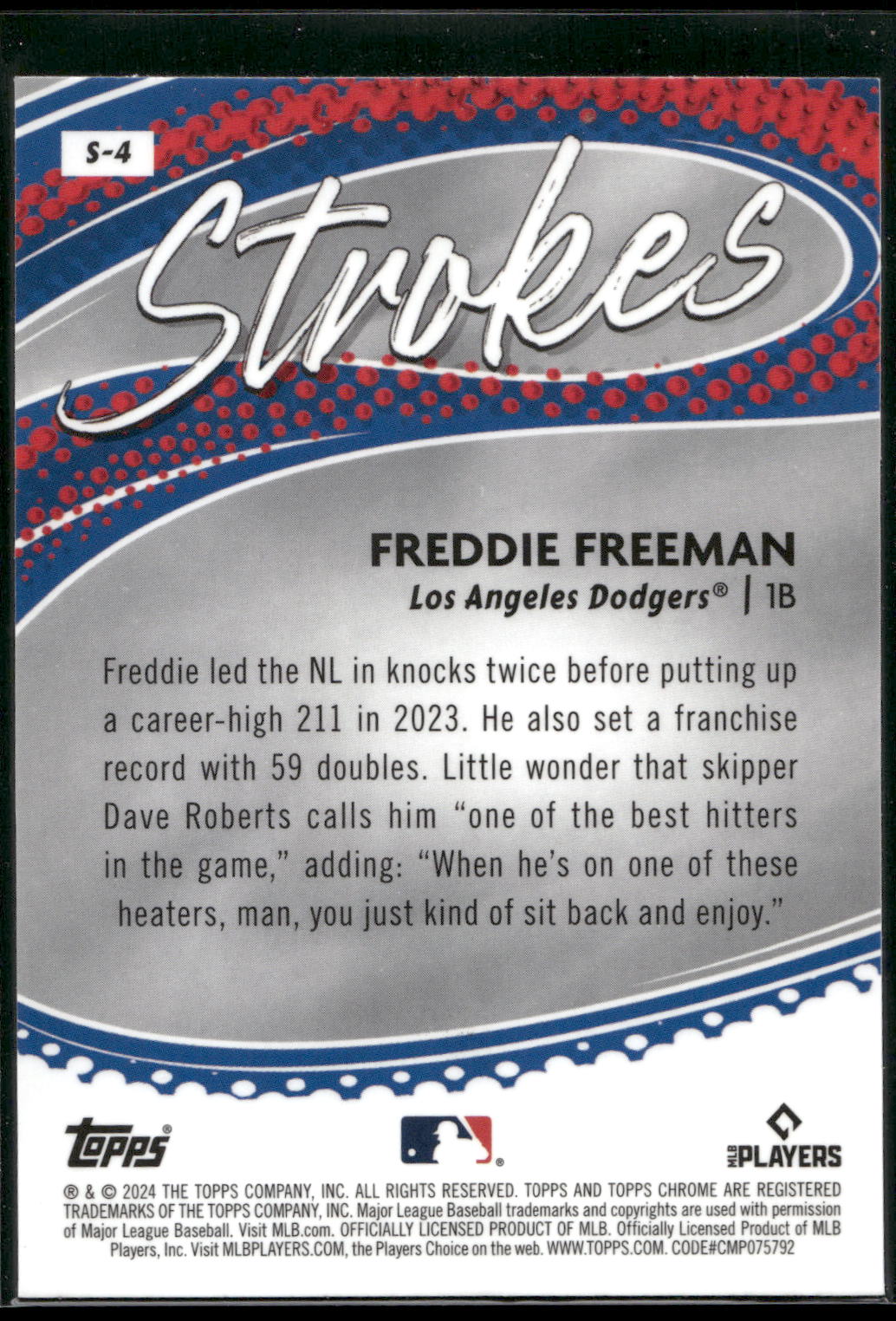 2024 Topps Chrome #S-4 Freddie Freeman Strokes