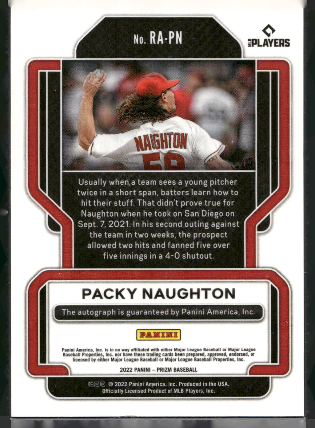 2022 Panini Prizm #RA-PN Packy Naughton Rookie Autographs