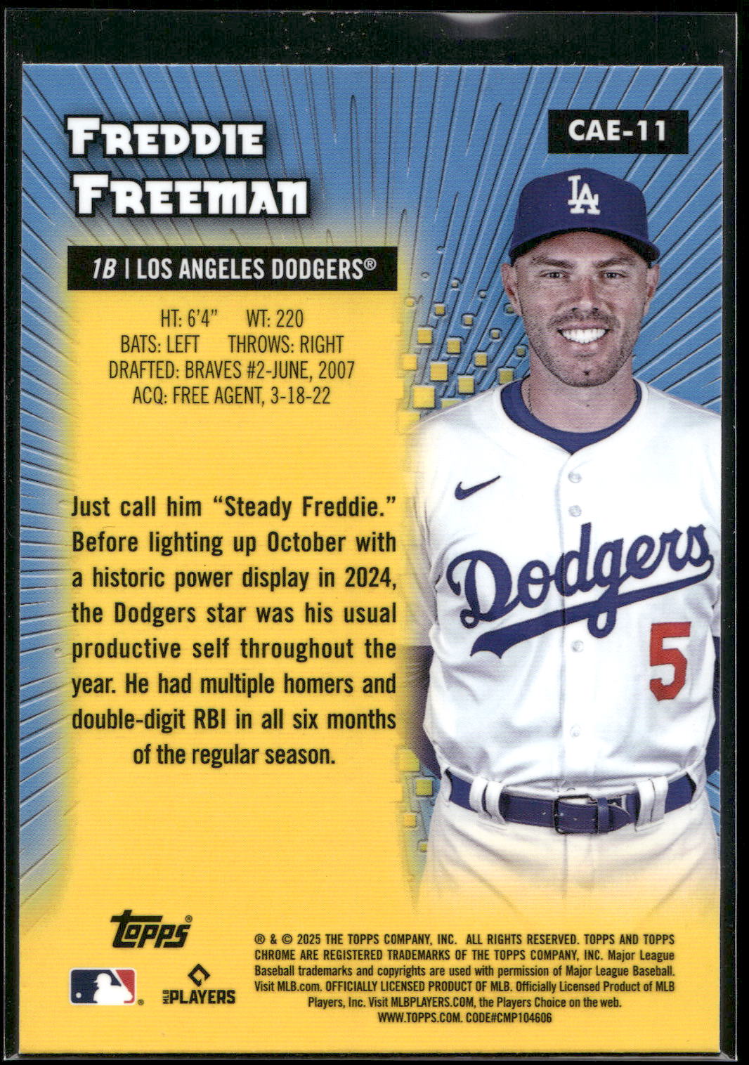 2025 Topps Chrome #CAE-11 Freddie Freeman Chrome All-Etch