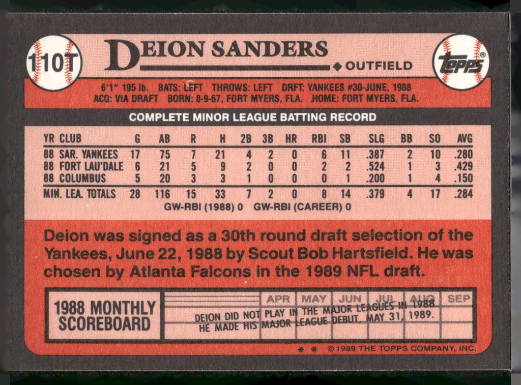 1989 Topps Traded #110T Deion Sanders