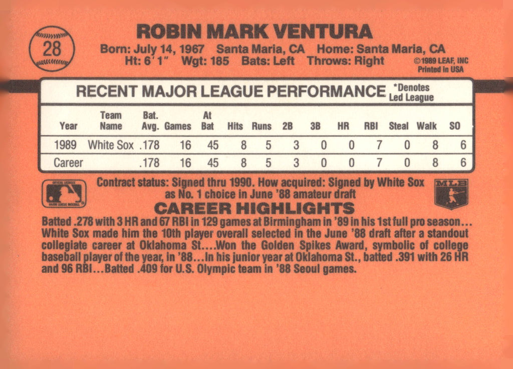 1990 Donruss #28 Robin Ventura