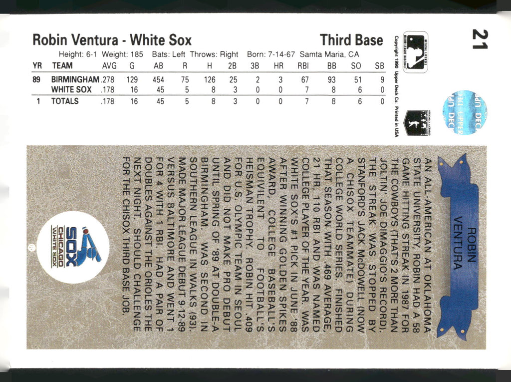 1990 Upper Deck #21 Robin Ventura