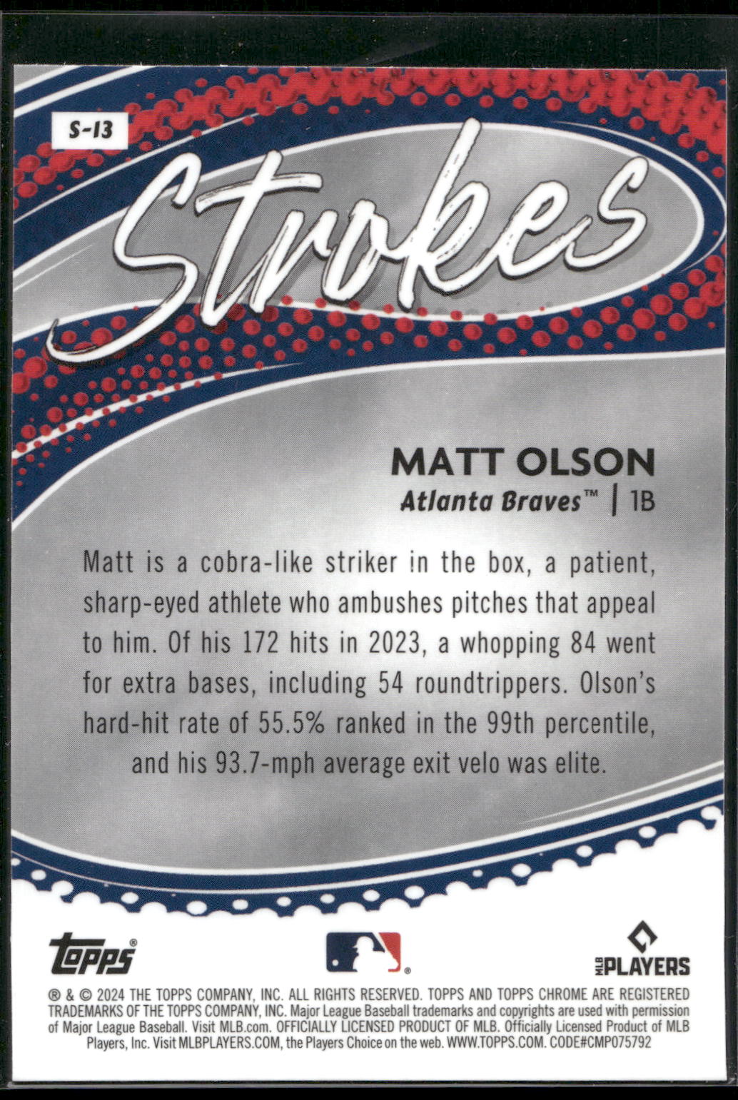 2024 Topps Chrome #S-13 Matt Olson Strokes