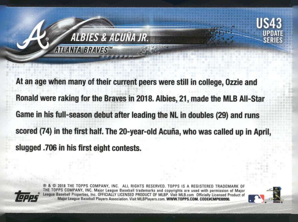 2018 Topps Update #US43 The Future Is Bright (Ronald Acuna Jr. / Ozzie Albies)