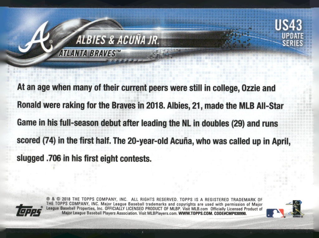 2018 Topps Update #US43 The Future Is Bright (Ronald Acuna Jr. / Ozzie Albies)