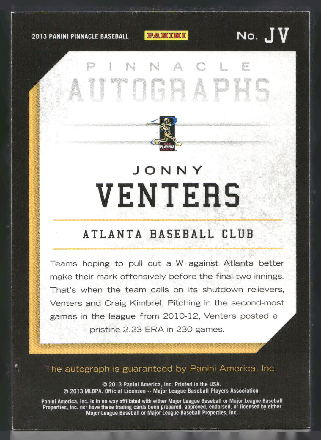 2013 Pinnacle #RD Randall Delgado Autographs