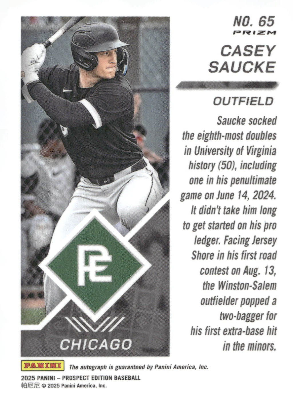 2025 Panini Prospect Edition #65 Casey Saucke Green