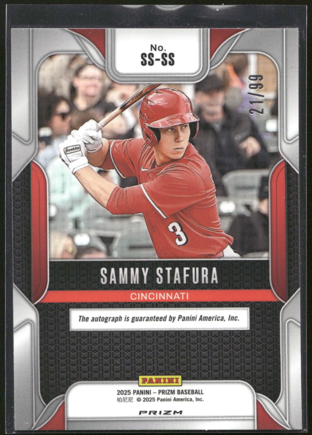 2025 Panini Prizm #SS-SS Sammy Stafura Sensational Signatures Prizms #/99