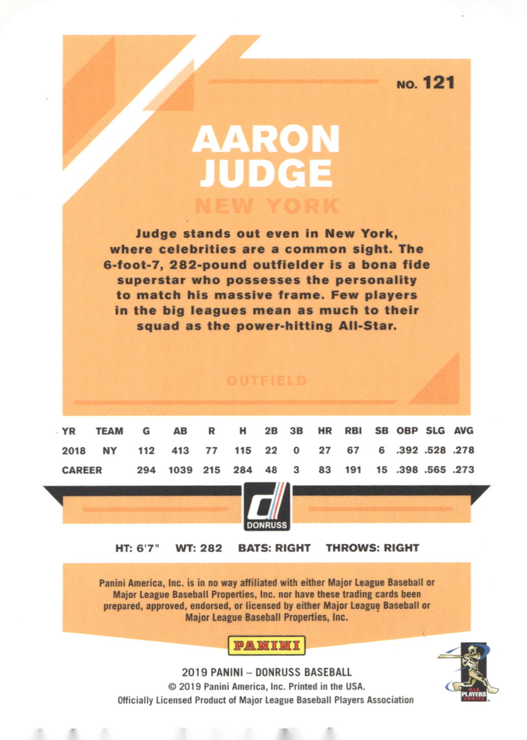 2019 Donruss #121b Aaron Judge