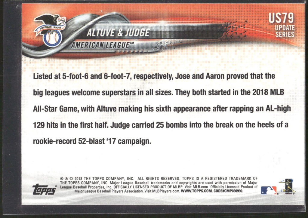 2018 Topps Update #US79 A Game For Everyone (Jose Altuve / Aaron Judge)