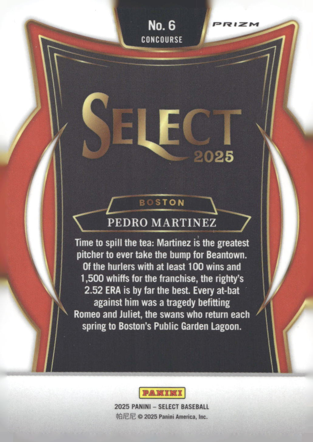 2025 Panini Select #6 Pedro Martinez Orange Flash Prizms