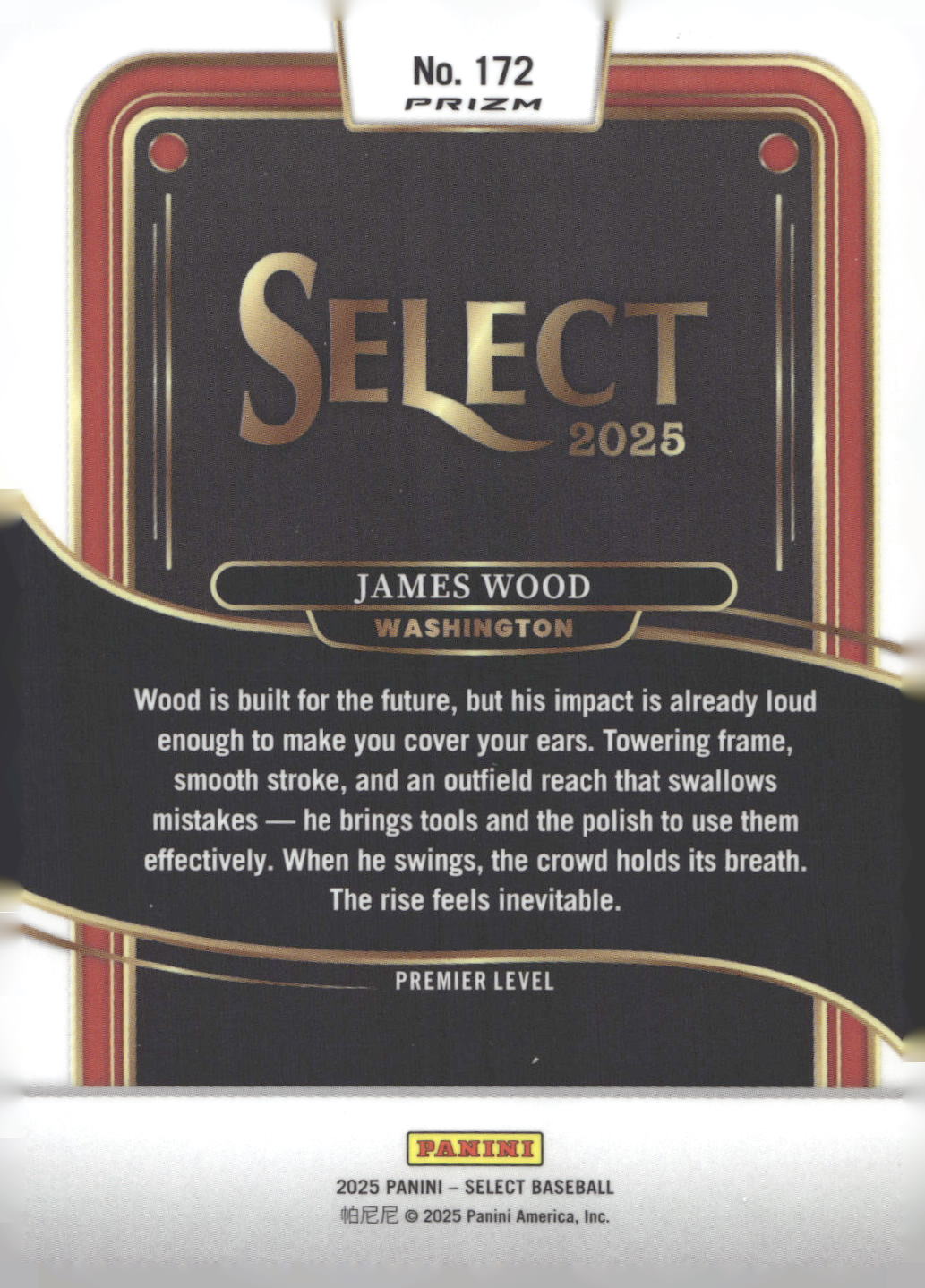 2025 Panini Select #172 James Wood Red and Green Ice Prizms