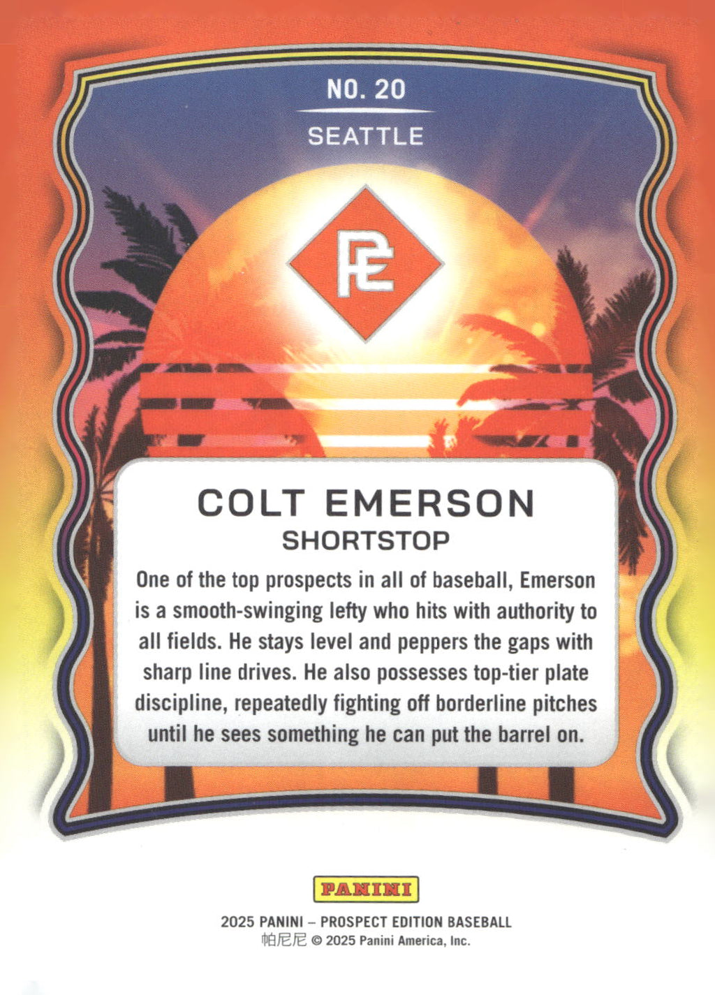 2025 Panini Prospect Edition #20 Colt Emerson Prepping for the Pros