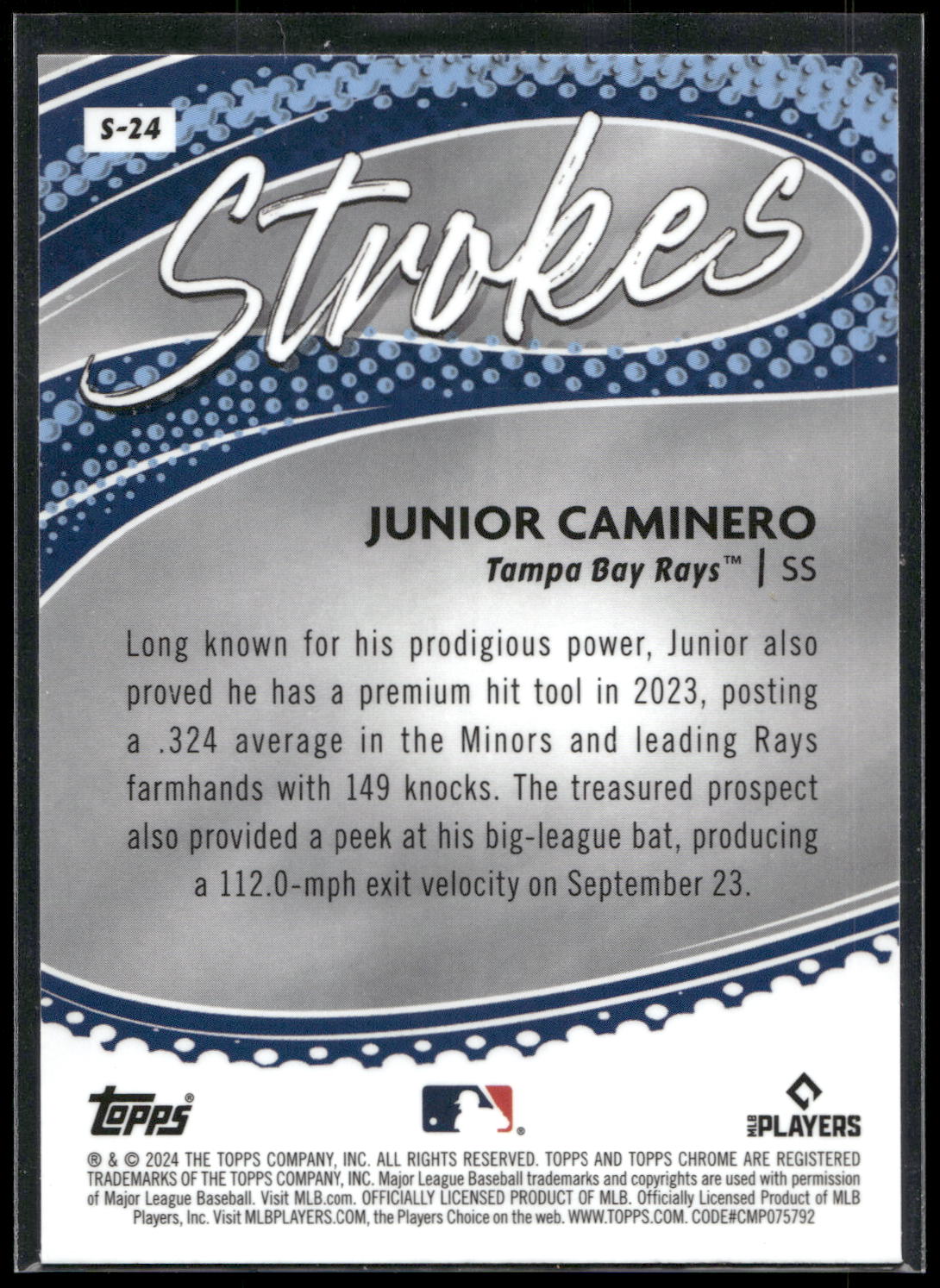 2024 Topps Chrome #S-24 Junior Caminero Strokes