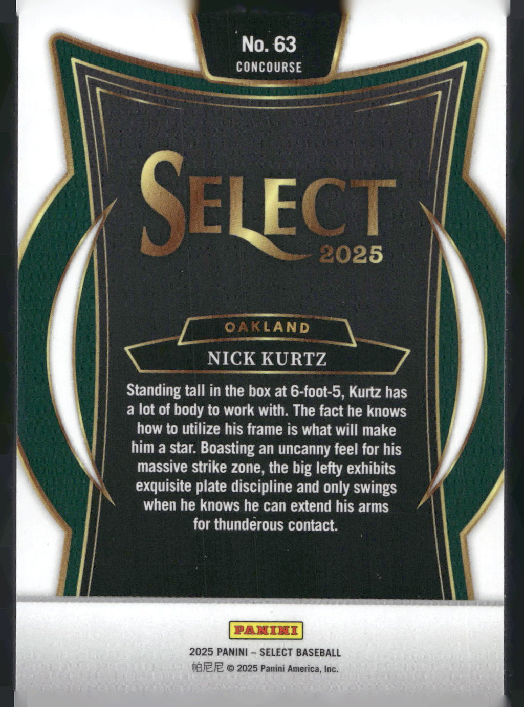 2025 Panini Select #63 Nick Kurtz