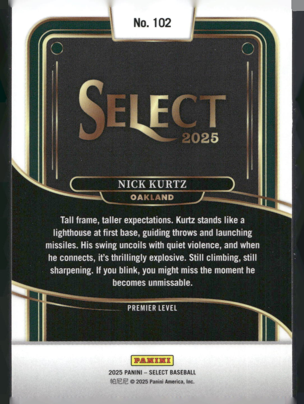 2025 Panini Select #102 Nick Kurtz