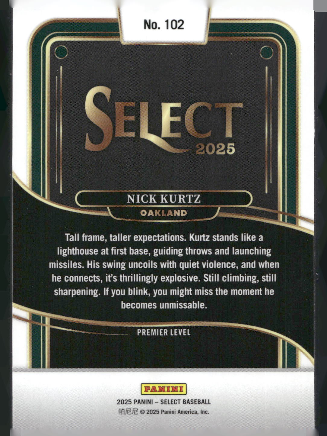 2025 Panini Select #102 Nick Kurtz