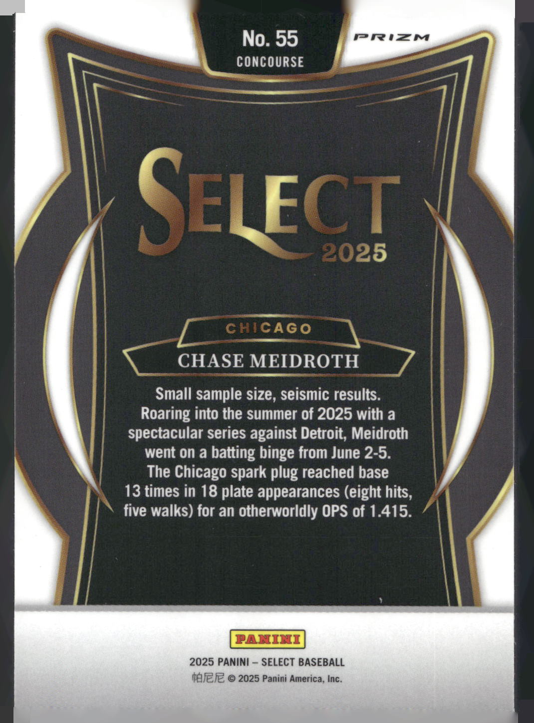 2025 Panini Select #55 Chase Meidroth Silver Prizms