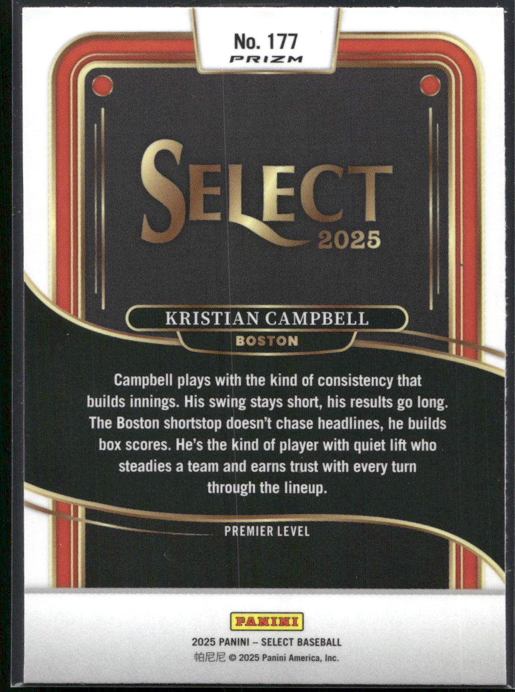2025 Panini Select #177 Kristian Campbell Silver Wave Prizms