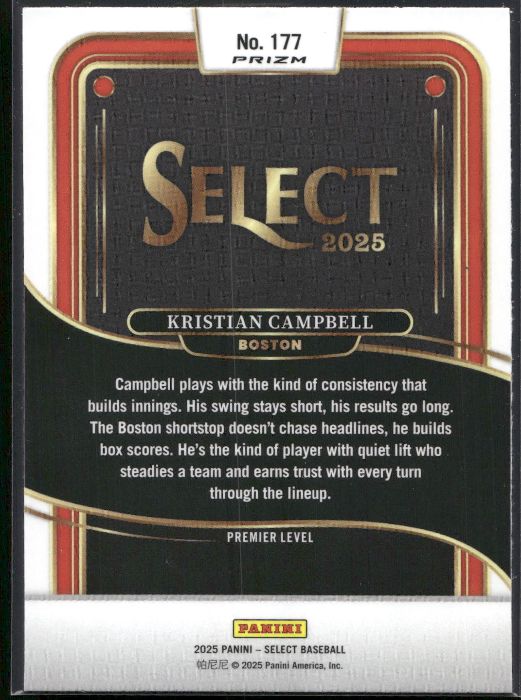 2025 Panini Select #177 Kristian Campbell Silver Wave Prizms