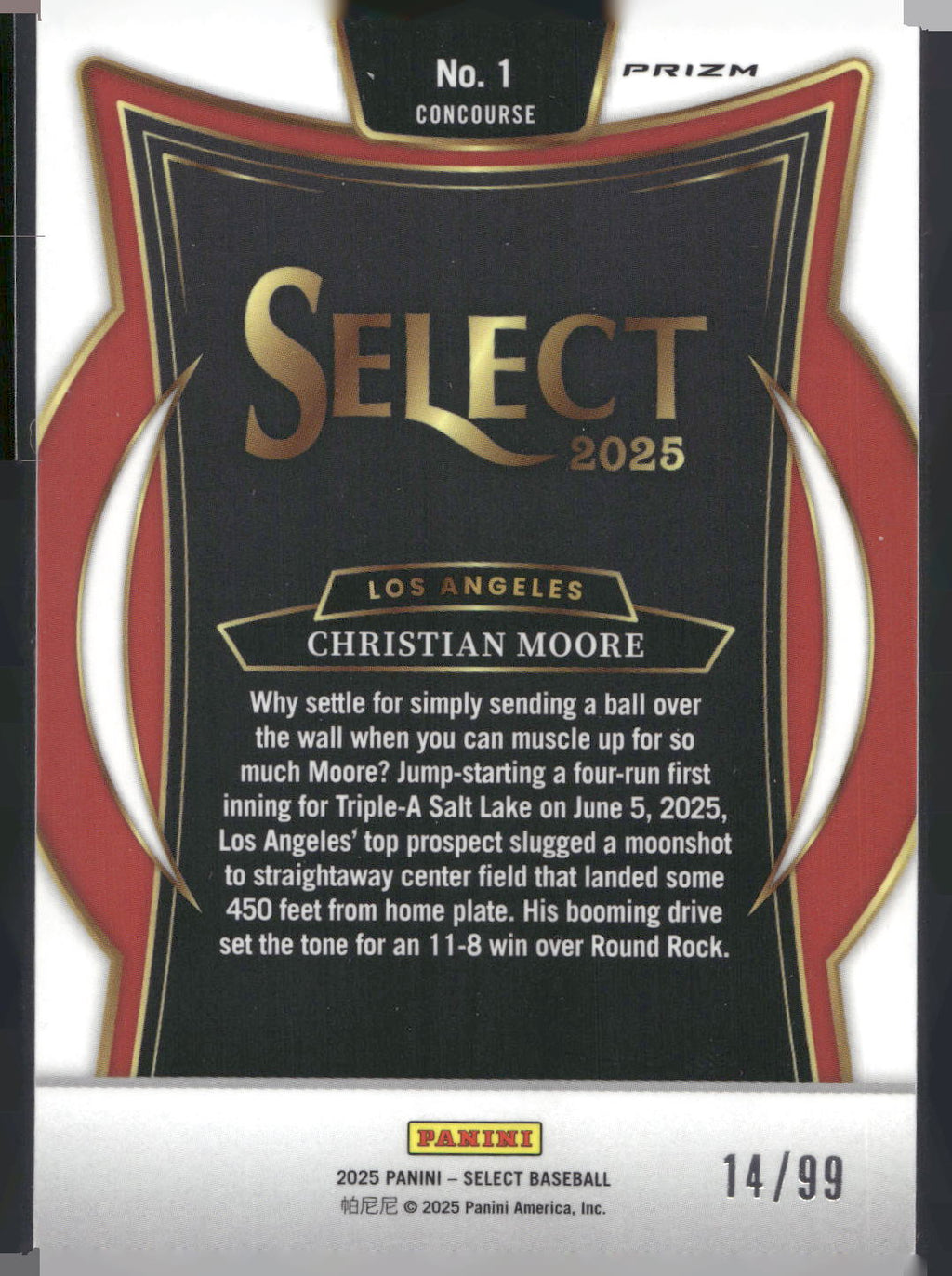 2025 Panini Select #1 Christian Moore Blue Pulsar Prizms #/99