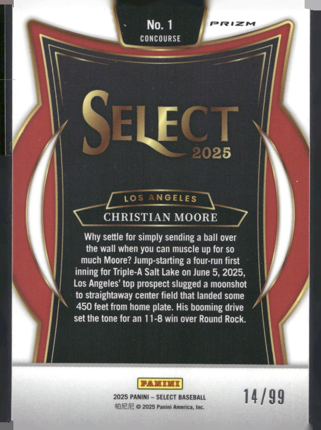 2025 Panini Select #1 Christian Moore Blue Pulsar Prizms #/99