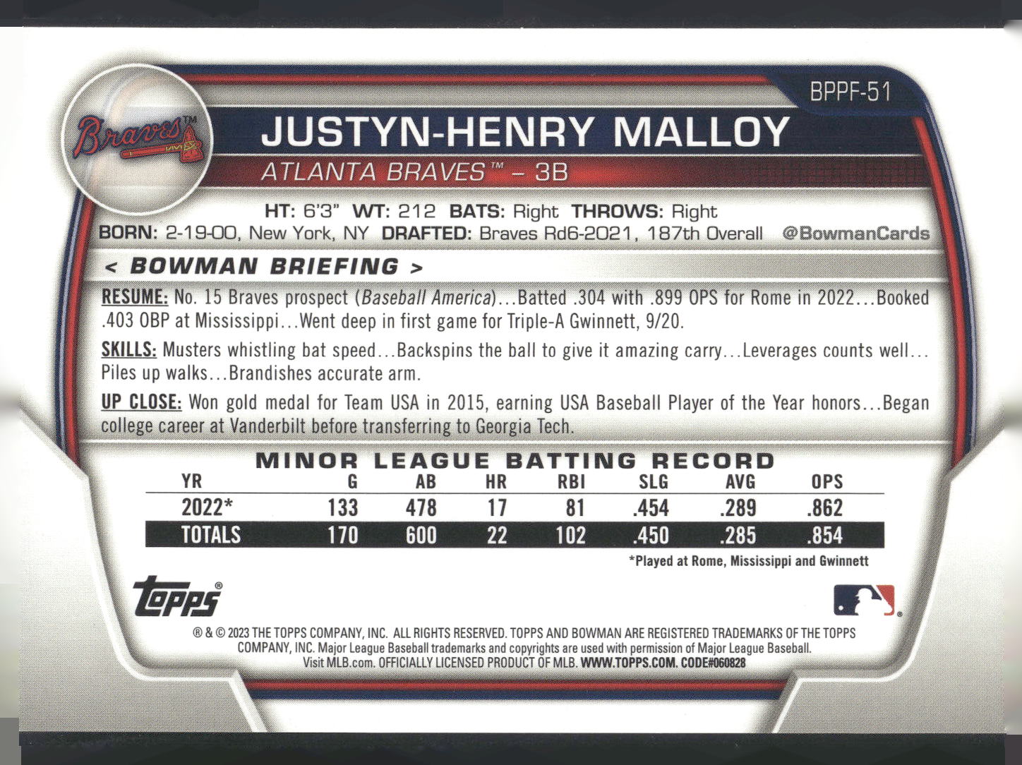 2023 Bowman 1st Edition #BPPF-51 Justyn-Henry Malloy Yellow Foil #/75