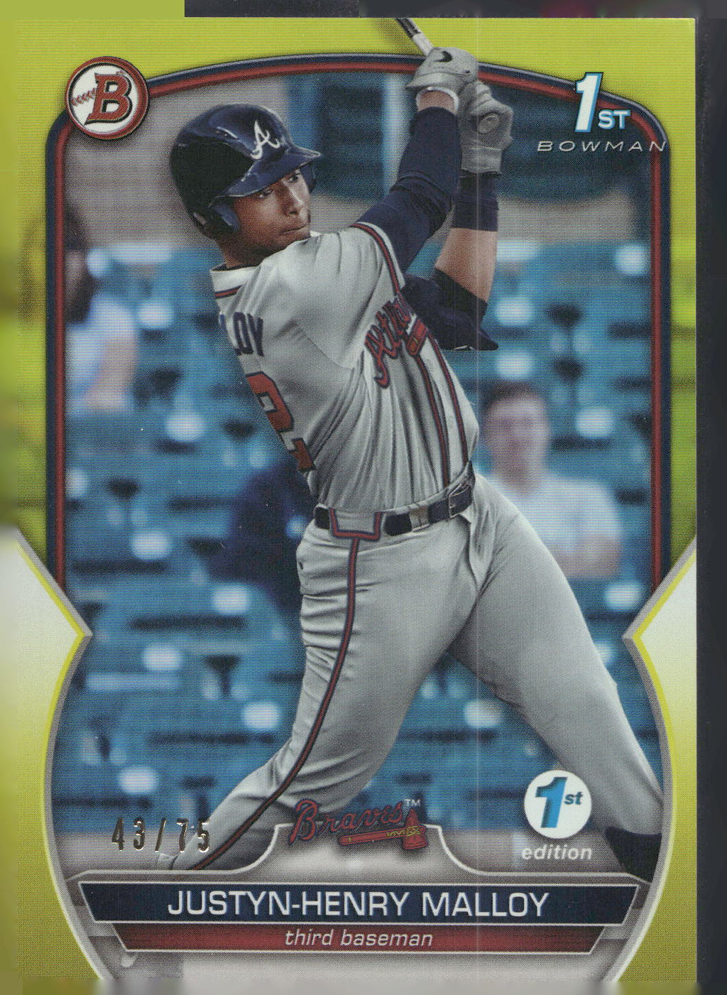 2023 Bowman 1st Edition #BPPF-51 Justyn-Henry Malloy Yellow Foil #/75