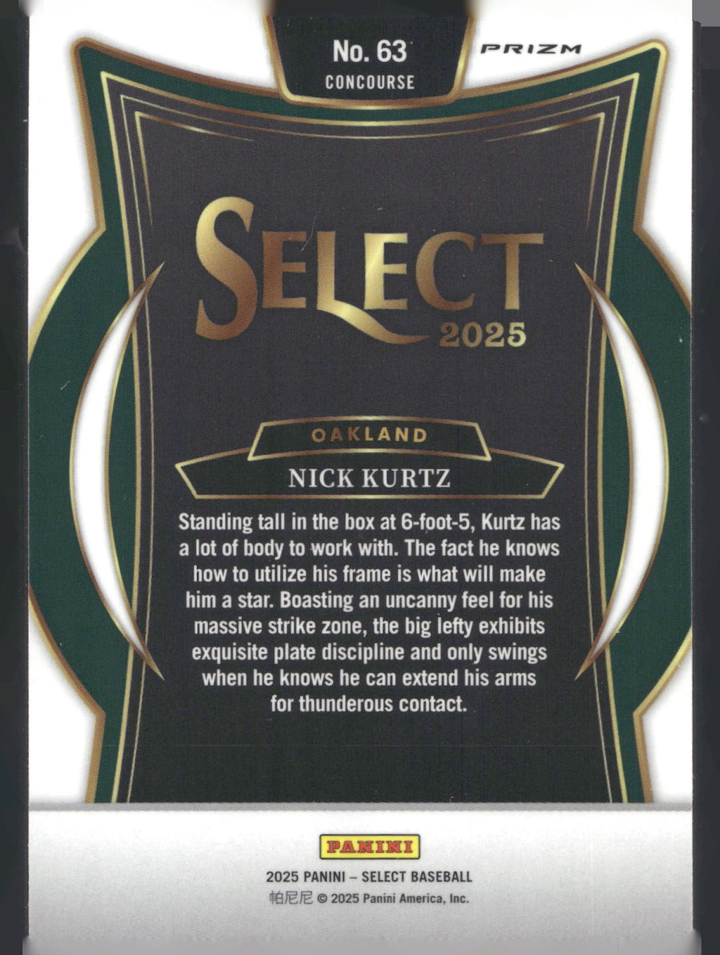 2025 Panini Select #63 Nick Kurtz Silver Prizms