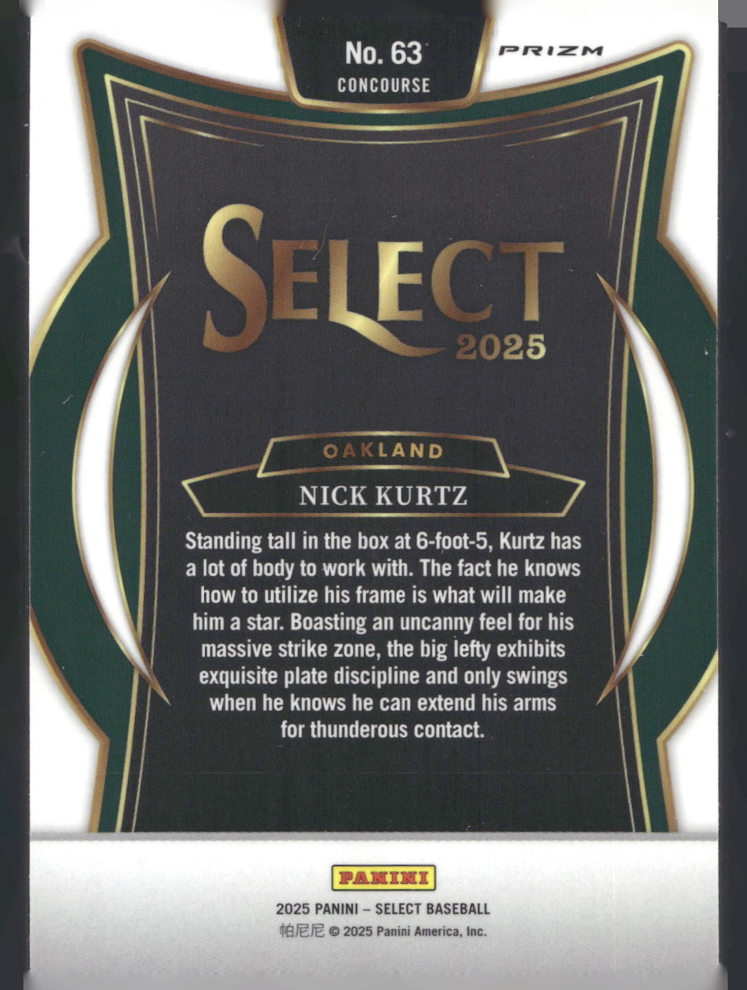 2025 Panini Select #63 Nick Kurtz Silver Prizms