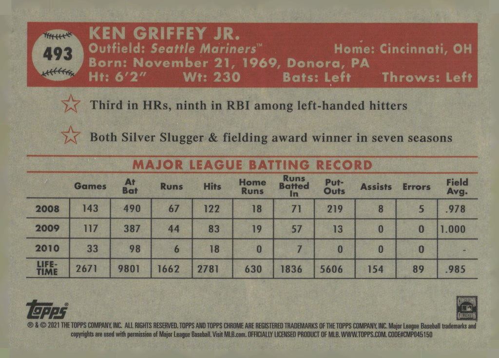 2021 Topps Chrome Platinum Anniversary #493 Ken Griffey Jr.