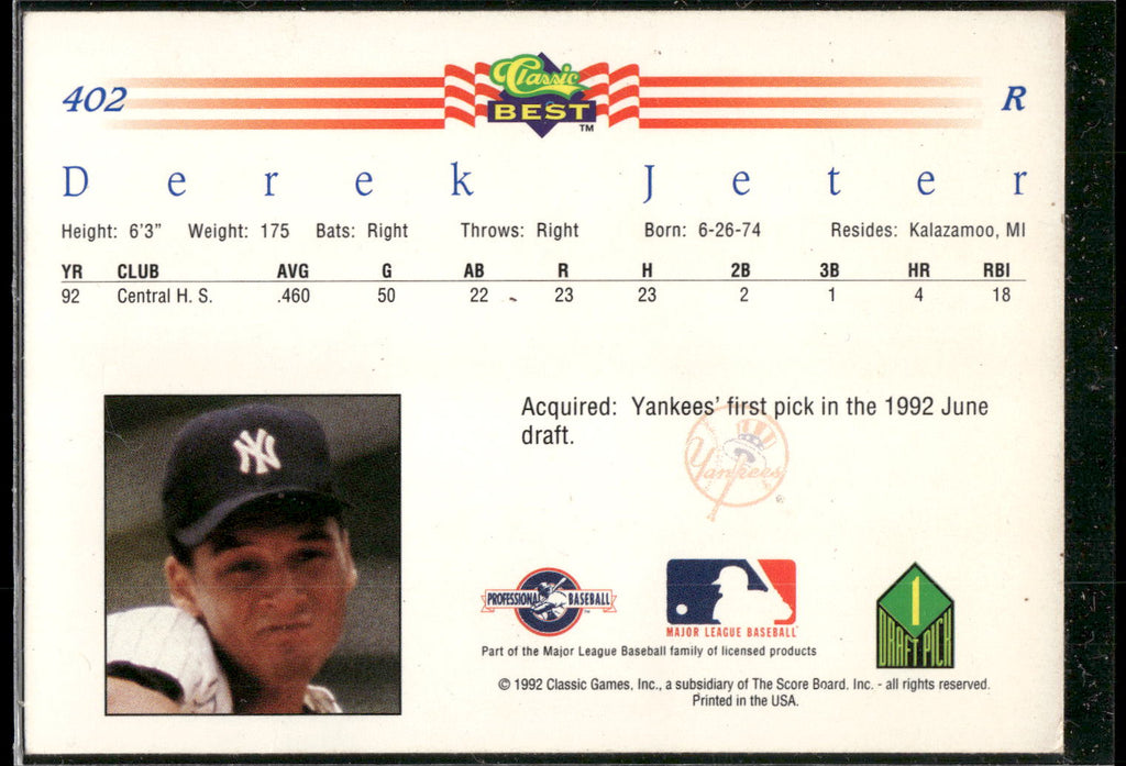 1992 Classic Best #402 Derek Jeter