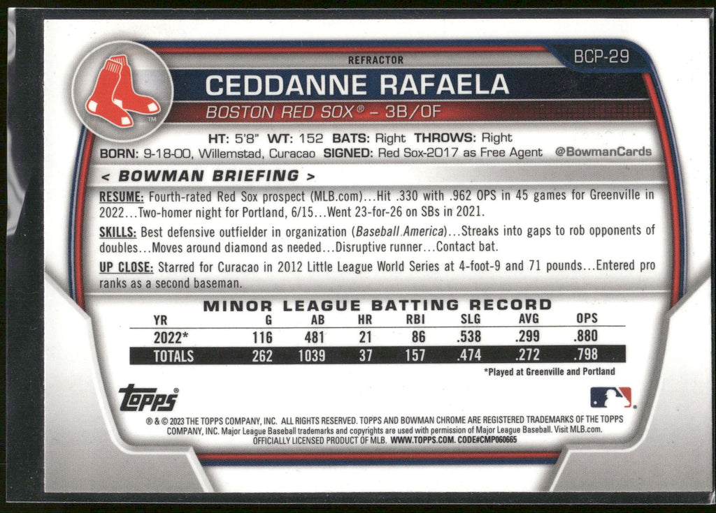 2023 Bowman #BCP-29 Ceddanne Rafaela Chrome Prospects Lunar Glow Refractors