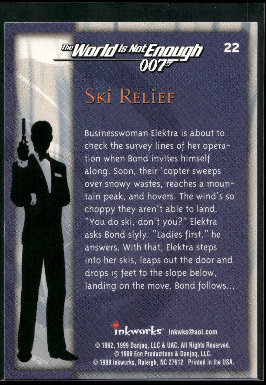 1999 Inkworks James Bond The World Is Not Enough #22 Ski Relief