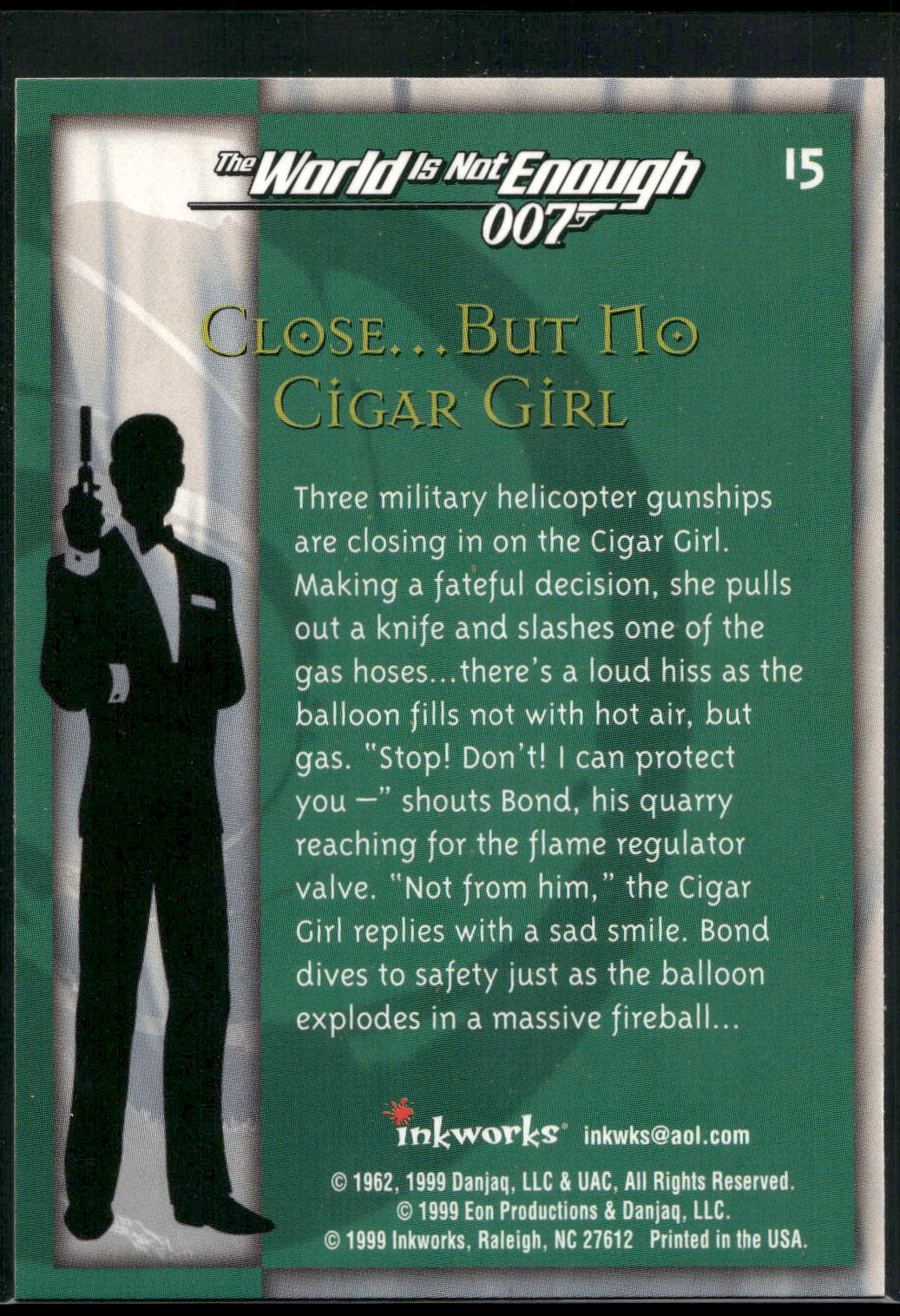 1999 Inkworks James Bond The World Is Not Enough #15 Close... But No Cigar Girl