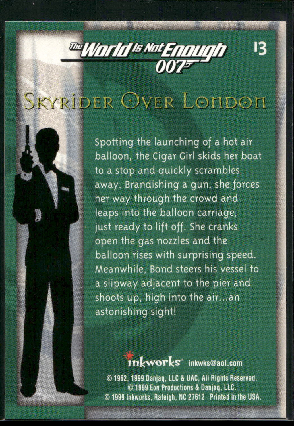 1999 Inkworks James Bond The World Is Not Enough #13 Skyrider Over London