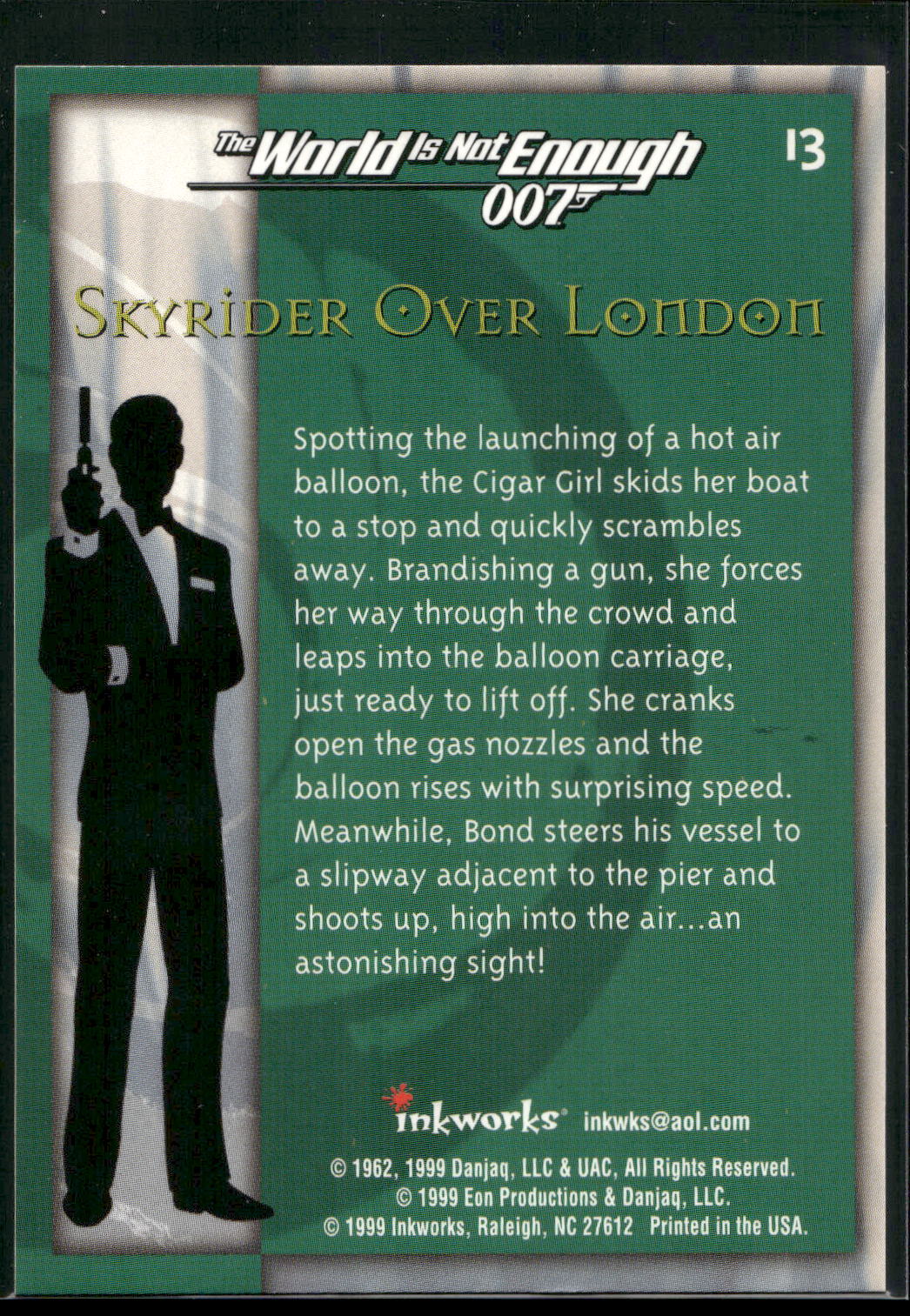 1999 Inkworks James Bond The World Is Not Enough #13 Skyrider Over London